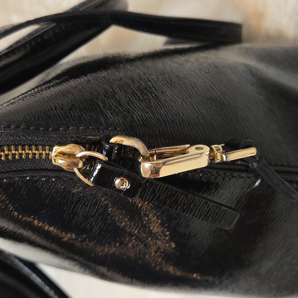 kate spade Black Patent Satchel with Pink Scarf Accent - Picture 6 of 7